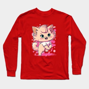 cute pink cat Long Sleeve T-Shirt